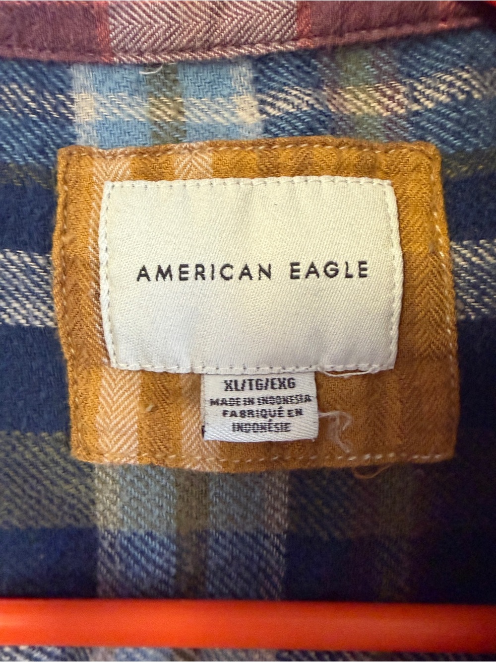 American Eagle Patchwork Plaid Flannel Button-Up Shirt with Mixed Colors XL - Picture 2 of 3